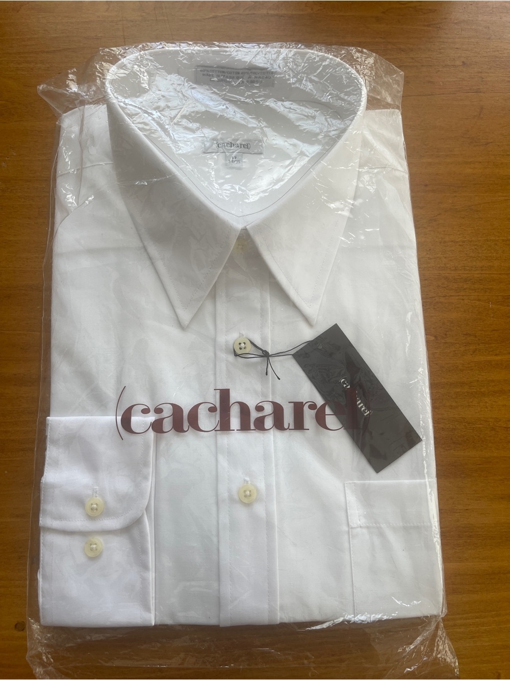 BNWT Cacharel Men's White Long-Sleeve Dress Shirt size 17/34-35